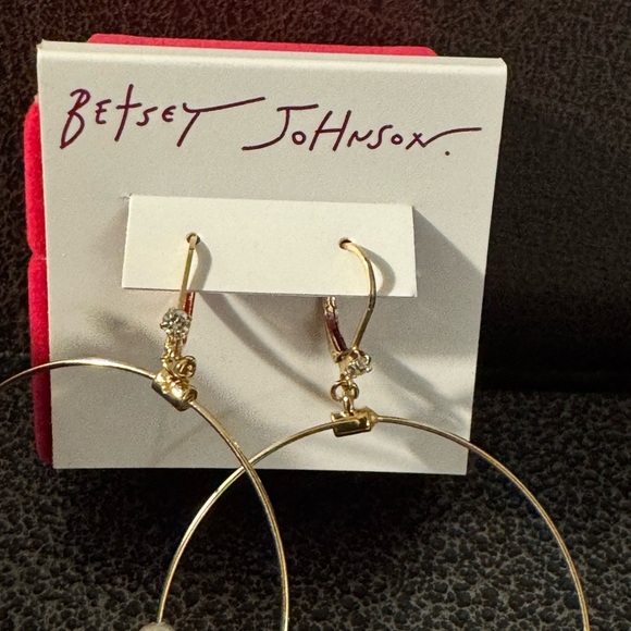 Betsy Johnson Gold Hoop Earrings with Pearl and Fruit Charms - Picture 3 of 3